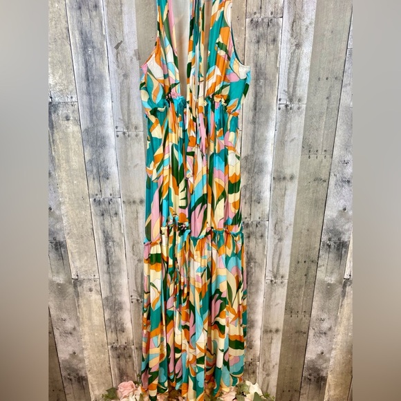 Anthropologie Maeve Keyhole Halter Maxi Dress in Blue Multi Size 1X Plus. - Picture 9 of 15